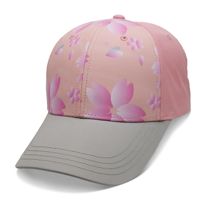 Boné de beisebol personalizado das senhoras, chapéu de basebol da flor da sublimação respirável