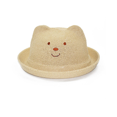 Orelhas de gato coreanas chapéu do bebê da versão, material da palha dos chapéus do verão das crianças