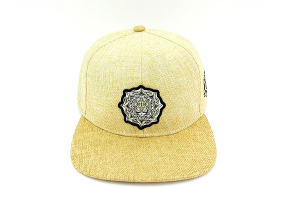 Apropriado seco e respirável da fibra de planta lisa amarela dos chapéus do Snapback da borda para o verão