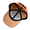 Chapéu de beisebol de couro de grãos de madeira curvo de seis painéis com alça ajustável