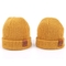 Os chapéus de couro do Beanie da malha do remendo projetam chapéus mornos do Beanie do amarelo do tampão do chapéu