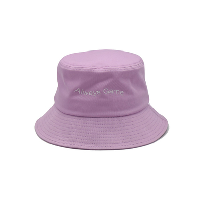 Roxo 100% liso da sarja do algodão do remendo de Bucket Hat Woven do pescador do bordado da letra