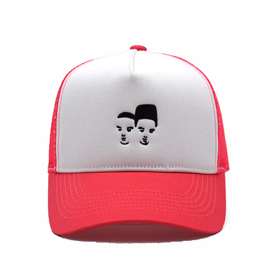 Camionista principal humano Mesh Cap Embroidered Logo do algodão do branco e do rosa