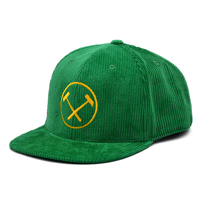 Tela customizável do veludo de algodão da cor do verde unisex do chapéu do Snapback de 6 painéis