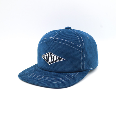 BSCI Custom Men High Quality 7 Panel Corduroy Flat Brim Embroidery Patch Logo Sport Baseball Snapback Cap