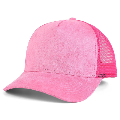 Alta Qualidade 5 Painel Rosa Camisa Suede Trucker Cap Custom Mulheres Moda Chapéu Trucker em branco Wholesale