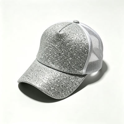 6 Panel Trucker Cap com painéis de malha transpiravel fechamento snapback ajustável e opção de logotipo bordado