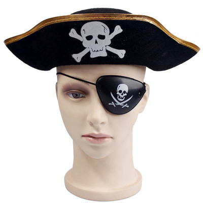 Chapéu preto decorativo do pirata de Dia das Bruxas, crânio funky original dos chapéus do festival modelado