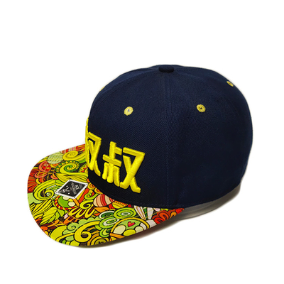 O costume sublimado imprimiu o chapéu do Snapback de Hip Hop da borda com bordado 3D
