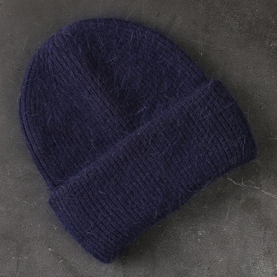 a pele real do coelho de 58cm fez malha Beanies mornos contínuos de Skullies de lãs da caxemira do chapéu