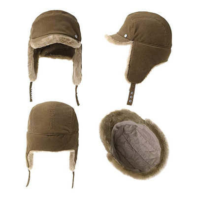 o caçador alinhado pele Bomber Snow Hat de Cap Male Female do aviador de 58cm com orelha bate Ski Ushanka exterior