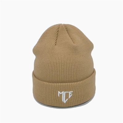 Chapéu do inverno de ISO9001 Brown Beanie Hats Embroidery Logo 58Cm para o adulto