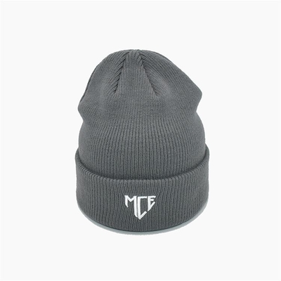 Cor personalizada de Gray Acrylic Polyester Knit Beanie chapéus unisex