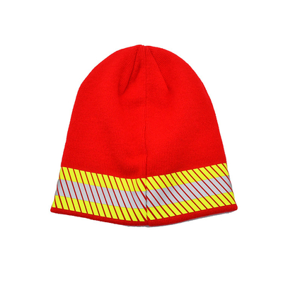 Tampão de relógio fluorescente da segurança da visibilidade exterior de Beanie Hats Reflective Striped 3M Thinsulate Lined High da malha
