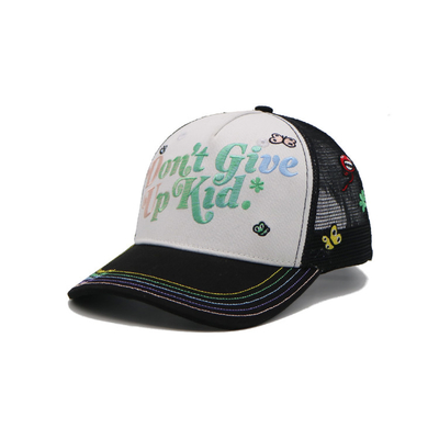5 remendo feito sob encomenda Logo Mesh Snap Back Truck Cap do bordado do sopro do tampão 3d do camionista do painel