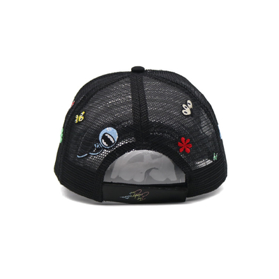 5 remendo feito sob encomenda Logo Mesh Snap Back Truck Cap do bordado do sopro do tampão 3d do camionista do painel