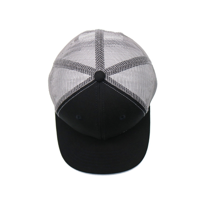 O camionista liso do Snapback da placa da borda de 5 painéis tampa a sarja lisa contínua Mesh Men Sport Cap do algodão