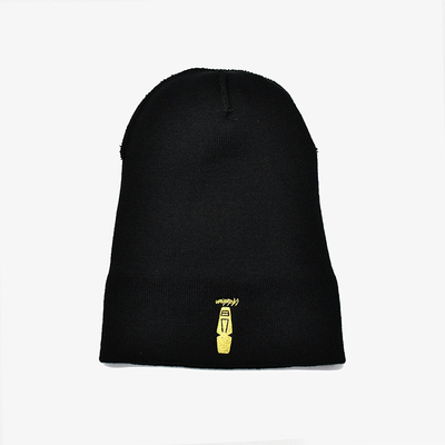 Material acrílico personalizado do poliéster do teste padrão de Beanie Hats With Embroidery Blank da malha