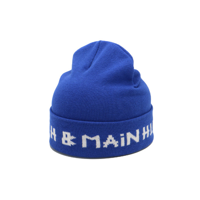 Robusto azul dos chapéus do logotipo do bordado do Beanie feito sob encomenda ocasional grossos, o macio &amp; o morno