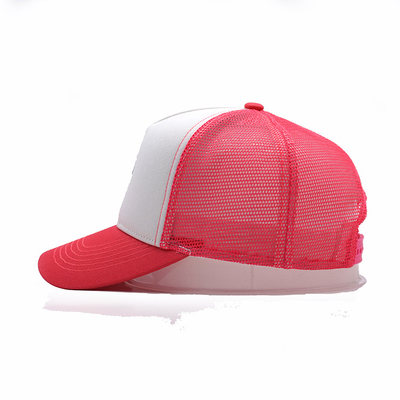 Camionista principal humano Mesh Cap Embroidered Logo do algodão do branco e do rosa