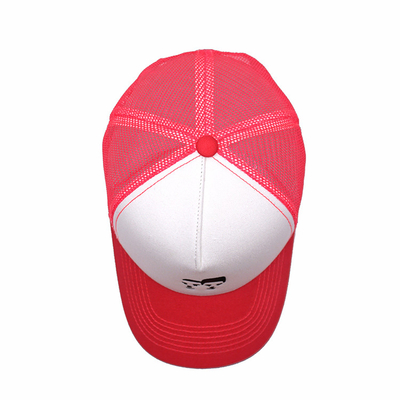 Camionista principal humano Mesh Cap Embroidered Logo do algodão do branco e do rosa