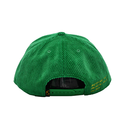 Tela customizável do veludo de algodão da cor do verde unisex do chapéu do Snapback de 6 painéis