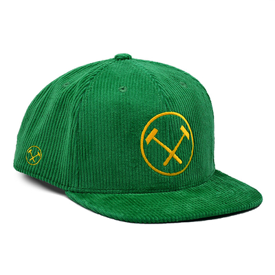 Tela customizável do veludo de algodão da cor do verde unisex do chapéu do Snapback de 6 painéis