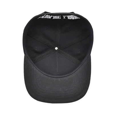 Logo Unisex Black Flat Hats personalizado com a coroa estruturada ajustável