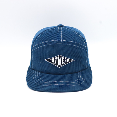 BSCI Custom Men High Quality 7 Panel Corduroy Flat Brim Embroidery Patch Logo Sport Baseball Snapback Cap