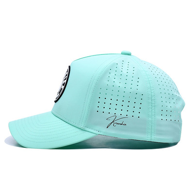 Curva Pico 5 Painel Sport Cap Com Patch de borracha Logotipo Laser Buracos na parte de trás