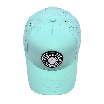 Curva Pico 5 Painel Sport Cap Com Patch de borracha Logotipo Laser Buracos na parte de trás