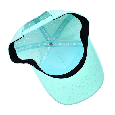 Curva Pico 5 Painel Sport Cap Com Patch de borracha Logotipo Laser Buracos na parte de trás