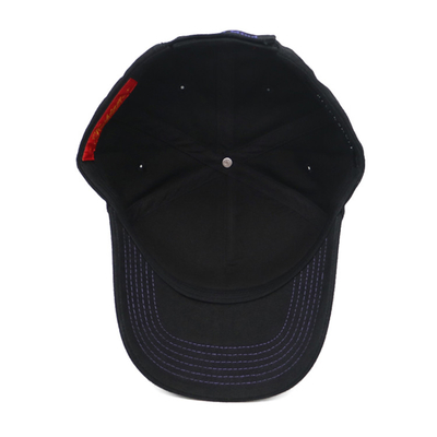 Capuz de basebol personalizado de 5 painéis com logotipo bordado em 3D e costura de tecido de cor correspondente
