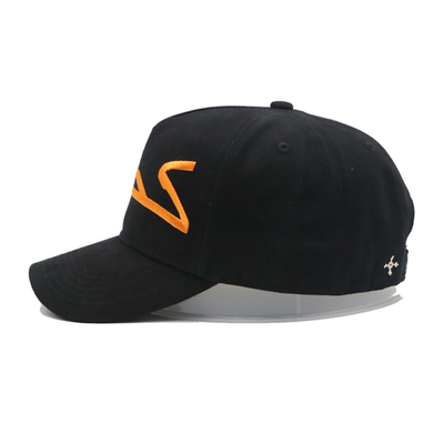 Capuz de basebol personalizado de 5 painéis com logotipo bordado em 3D e costura de tecido de cor correspondente