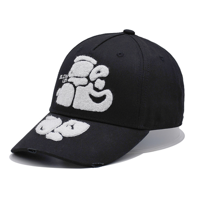 Chapéu de beisebol bordado com toalha com borda curva e fivela de metal personalizada