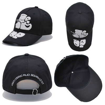 Chapéu de beisebol bordado com toalha com borda curva e fivela de metal personalizada