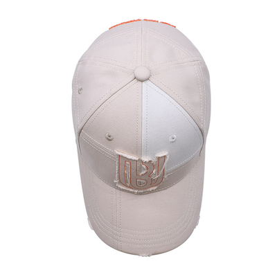Custom Full Seasons Baseball Cap Fábrica White Baseball Cap com artesanato detalhado