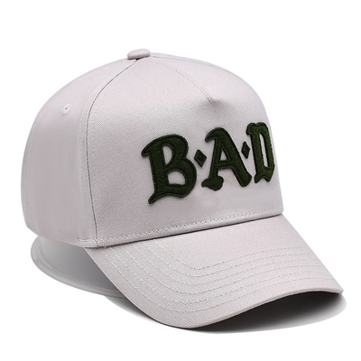 Visor curvo de cinco painéis, boné de beisebol com costura para combinar a cor do tecido com o adesivo