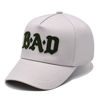 Visor curvo de cinco painéis, boné de beisebol com costura para combinar a cor do tecido com o adesivo