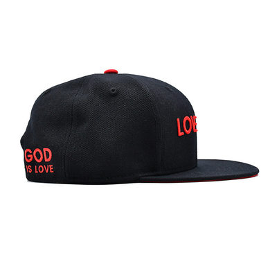 Chapéu Snapback em tamanhos ajustáveis com logotipo de bordado 3D e impressão de fita interna Etiqueta tecida