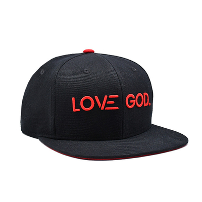 Chapéu Snapback em tamanhos ajustáveis com logotipo de bordado 3D e impressão de fita interna Etiqueta tecida