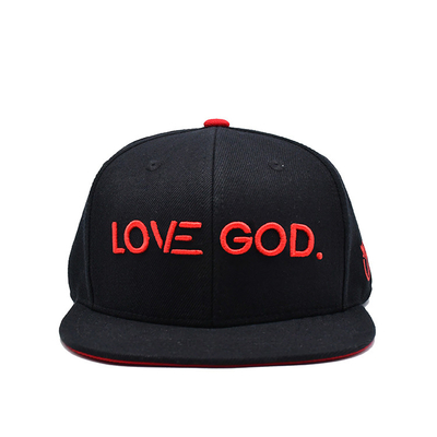 Chapéu Snapback em tamanhos ajustáveis com logotipo de bordado 3D e impressão de fita interna Etiqueta tecida