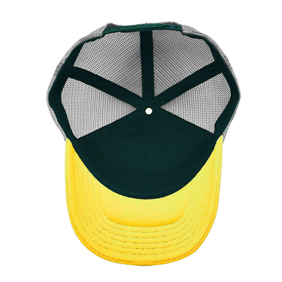 Esponja personalizada confortável 6 painéis visor plano construído Trucker Cap com patch de bordado