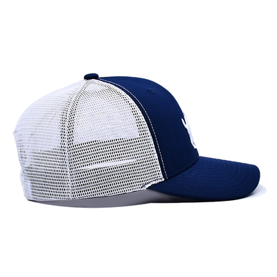 Chapéu de caminhoneiro de malha unisex com logotipo bordado e fita impressa interna