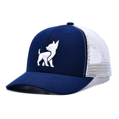 Chapéu de caminhoneiro de malha unisex com logotipo bordado e fita impressa interna