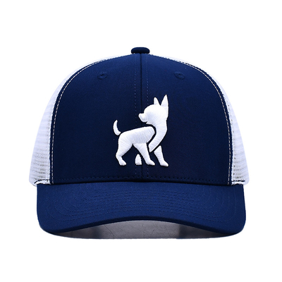 Chapéu de caminhoneiro de malha unisex com logotipo bordado e fita impressa interna