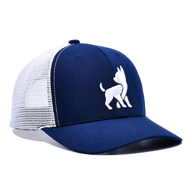 Chapéu de caminhoneiro de malha unisex com logotipo bordado e fita impressa interna