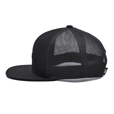 Capuz de caminhoneiro unisex de algodão 6 painéis com logotipo bordado e etiqueta tecida