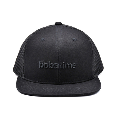 Capuz de caminhoneiro unisex de algodão 6 painéis com logotipo bordado e etiqueta tecida