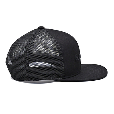Capuz de caminhoneiro unisex de algodão 6 painéis com logotipo bordado e etiqueta tecida